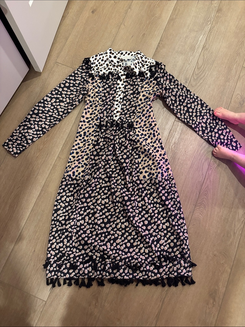Never Fully Dressed Black and Cream Spot Midi Dress